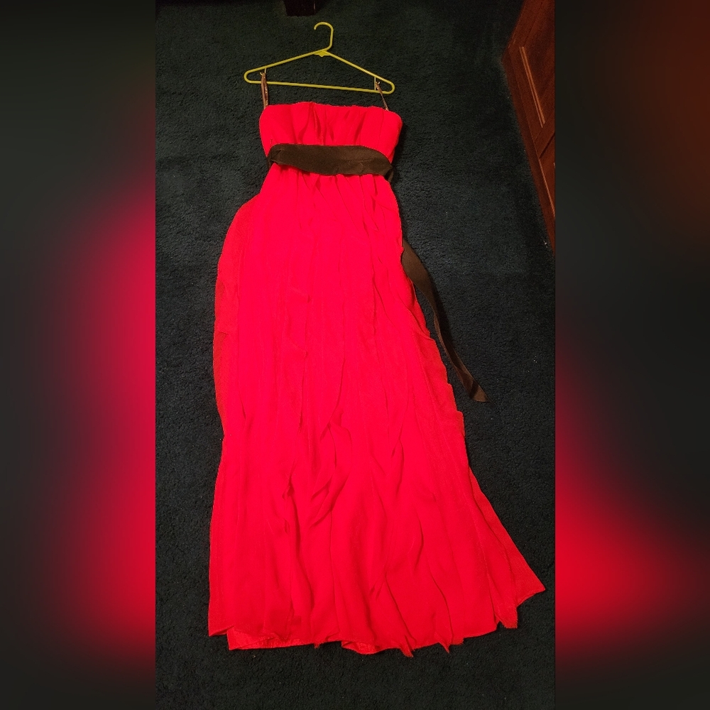 WHITE By Vera Wang Bridal Collection Strapless Red and Black Dress